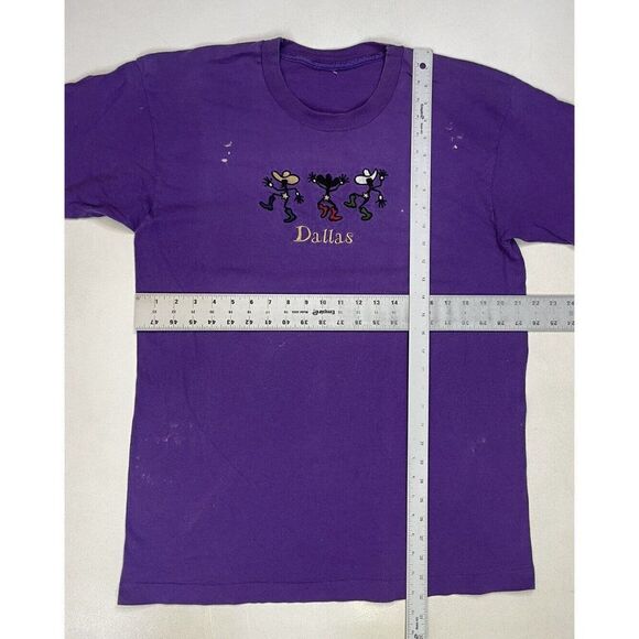 VINTAGE Dallas Cowboy Embroidered T-shirt Men Large Purple 90s Single Stitch - Picture 9 of 9